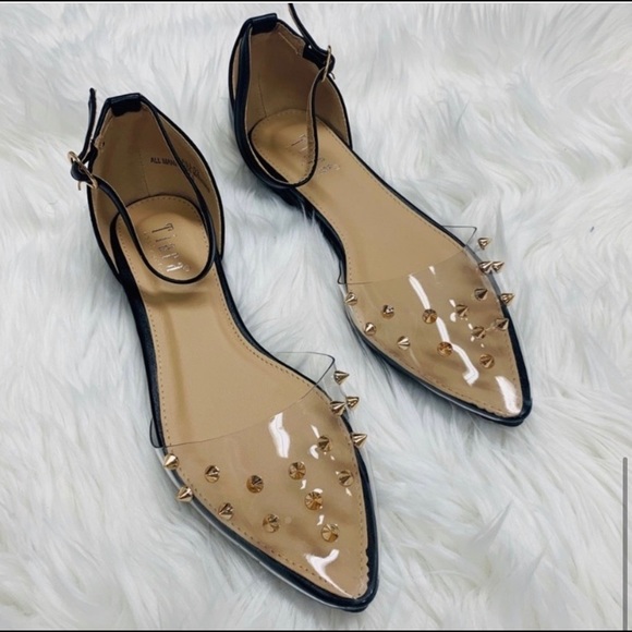 Black with gold stud clear sandals - Picture 3 of 4